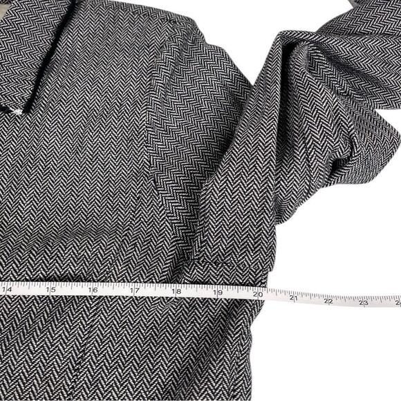 Amici by Baci Black White Herringbone Raw Seam Organic Cotton Jacket Size Medium - Picture 8 of 9